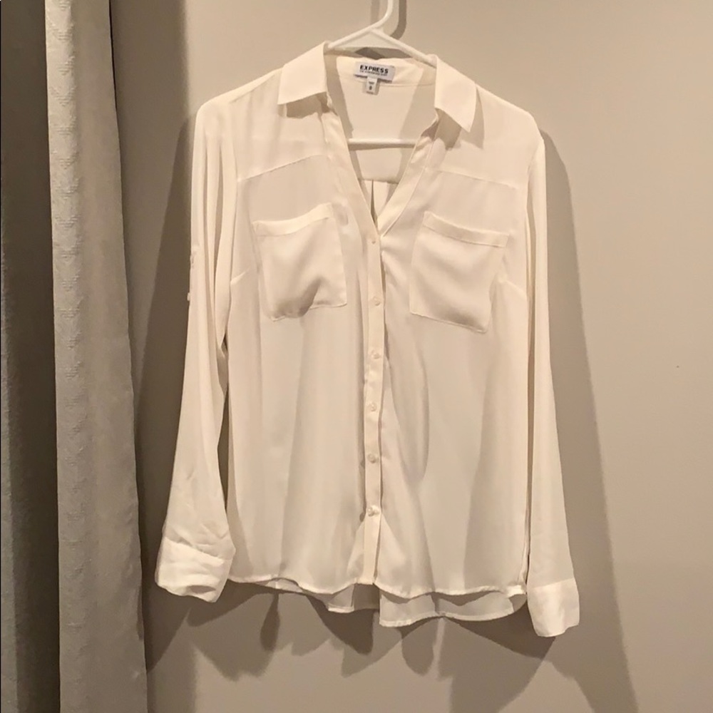 Express Portfolio Polyester Button Down Blouse